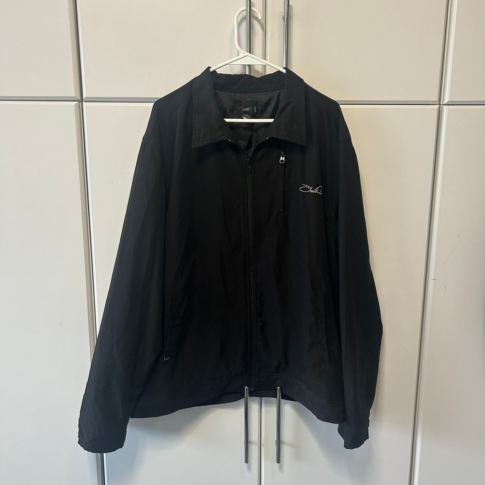 ONeill Mens Full Zip Windbreaker Jacket Black XL Lightweight Surf Coat 3710401